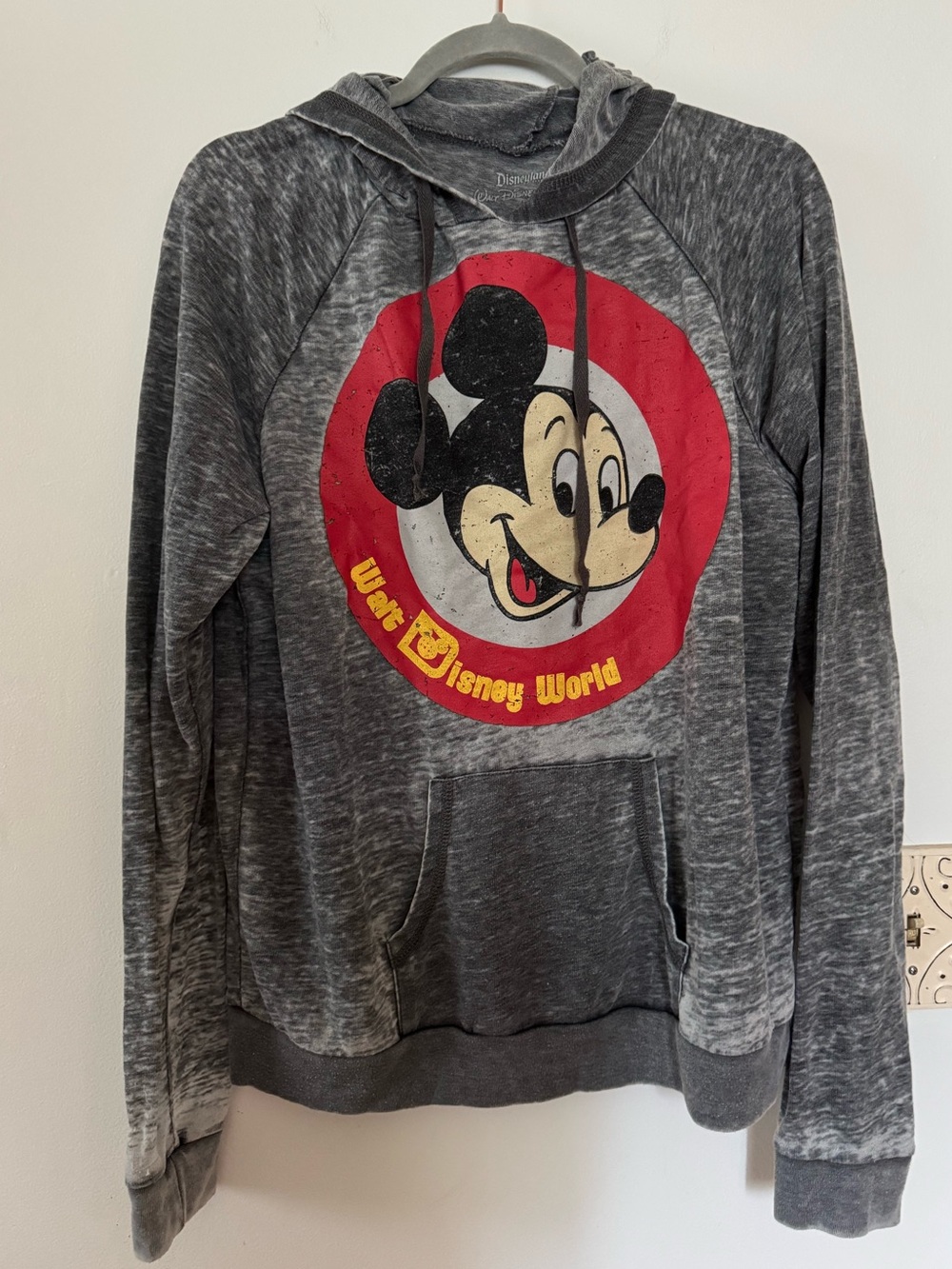 Disney Gray Lightweight Hooded Sweatshirt Mickey Graphic SZ L
